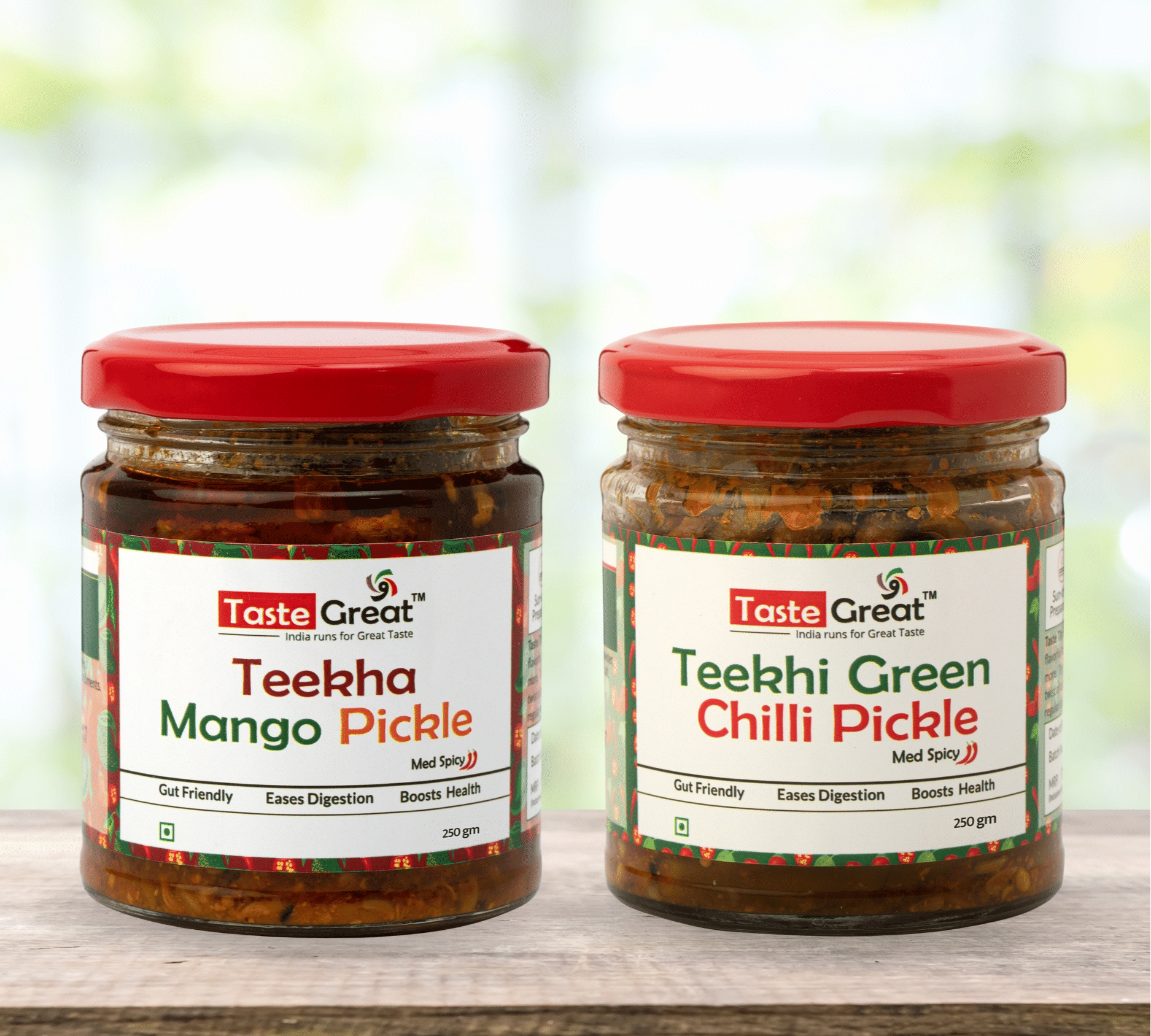 Teekha Mango Pickle + Teekhi Green Chilli Pickle -Combo Pack (250 X 2= 500 gm)