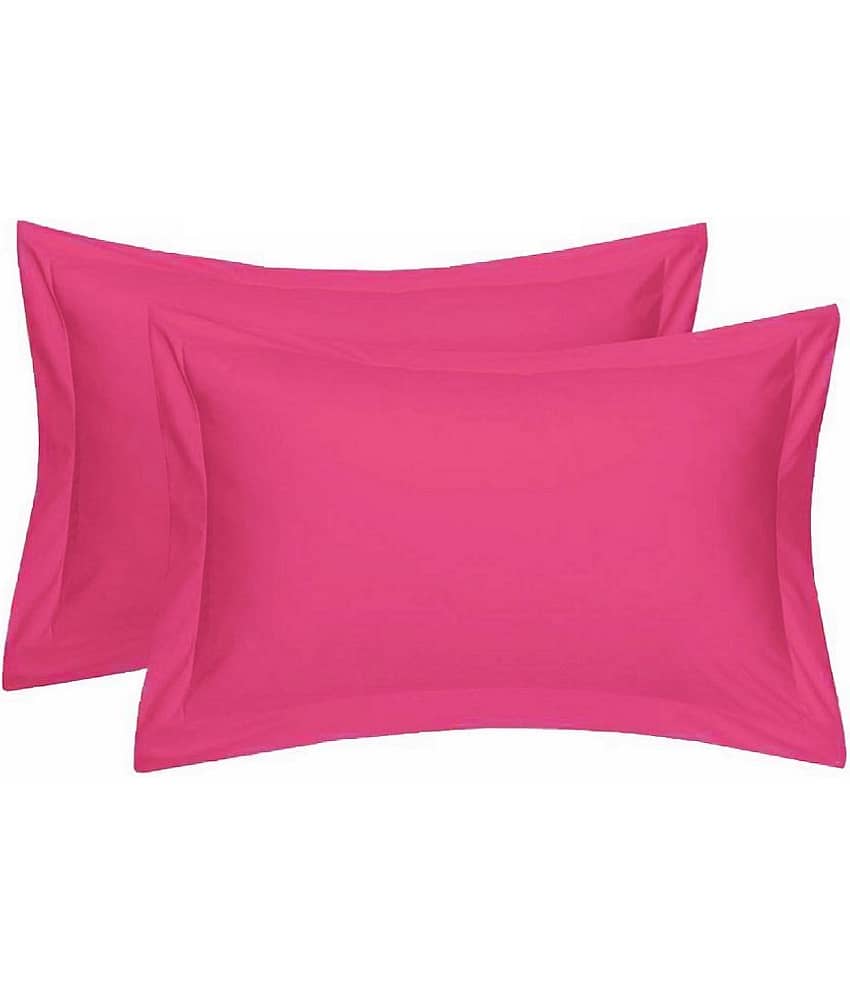 MAHALUXMI COLLECTION - Pack of 2 Microfiber Solid Standard Size Pillow Cover ( 68.58 cm(27) x 43.18 cm(17) ) - Magenta view 2