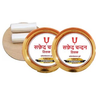 SAFED CHANDAN TIKA PACK OF 2 MADE WITH PREMIUM REAL AND PURE WHITE CHANDAN. view 2
