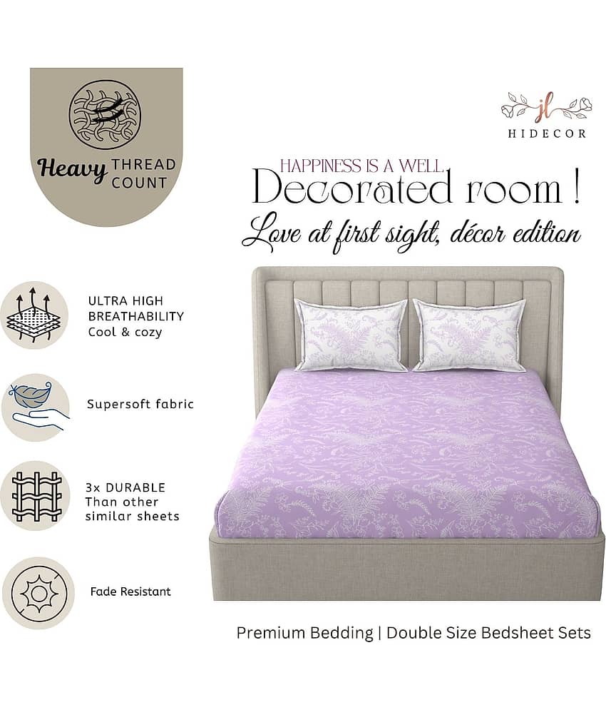 HIDECOR Microfibre 1 King Fitted Bedsheet with 2 Pillow Covers ( 198 cm x 182 cm ) , Off White view 2