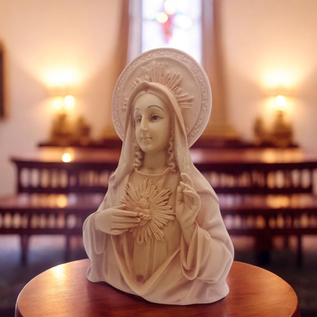 AMS Mother Mary Sacred Heart Handcrafted Statue Devotional Catholic Idol for Home, Prayer Room, Altar & Office Christian Religious Decor Holy Sculpture 21 CM view 2