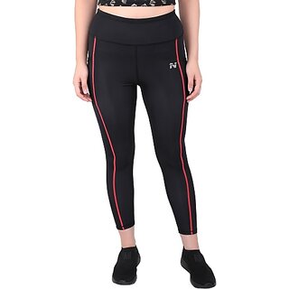 Ninq Striped Women Black, Red Tights view 2
