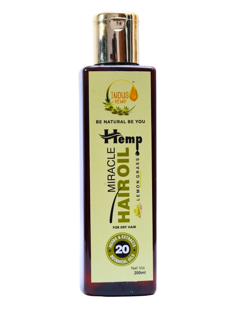 INDUS HEMP MIRACLE HAIR OIL | 200ML | LEMON GRASS | FOR DRY HAIR | 20 HERBS & BOTANICAL OILS | view 2
