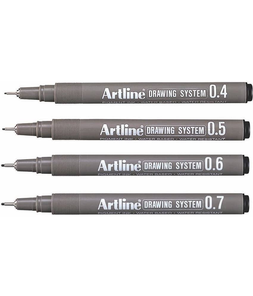 Artline Drawing Fineliner Pen (Pack Of 4, Black) view 2