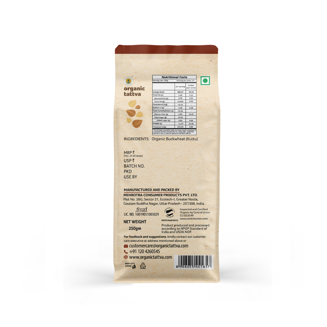 Organic Buckwheat (Kuttu) Flour 250g view 2