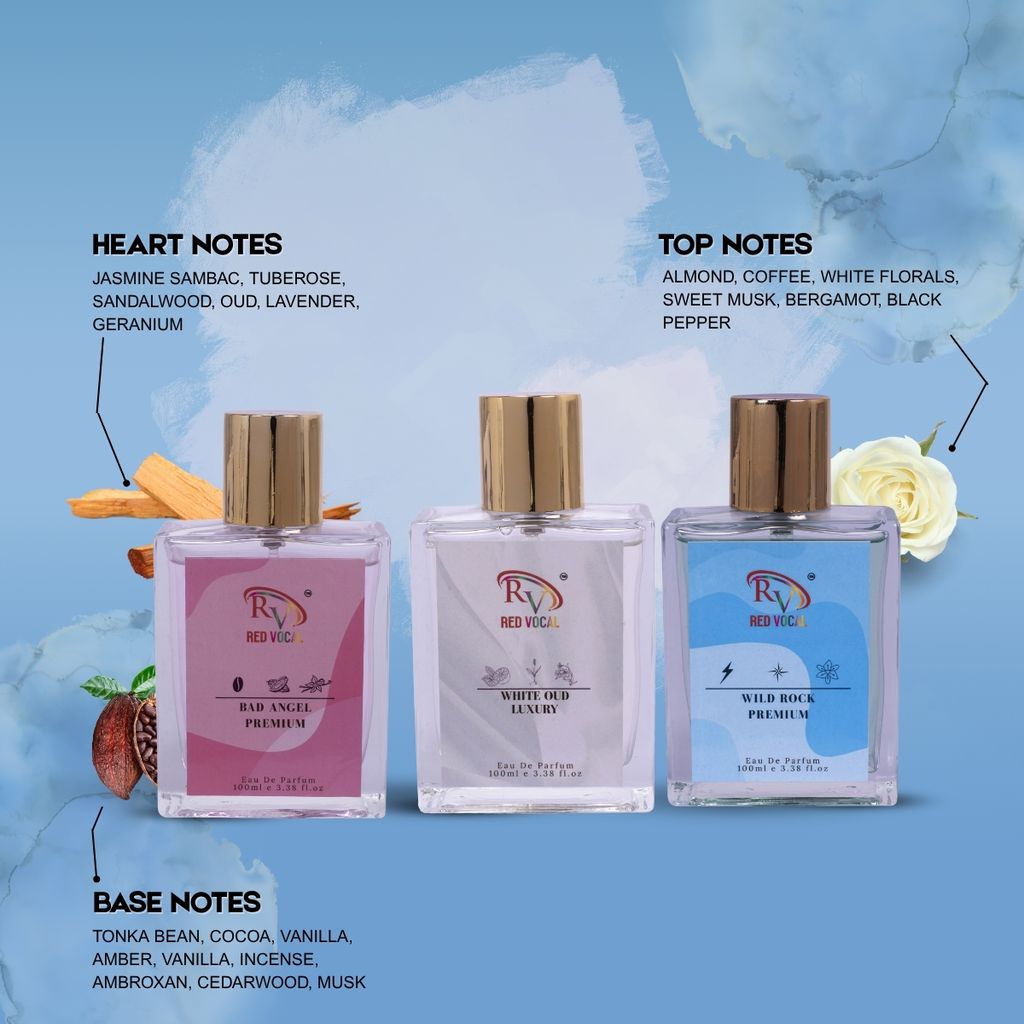 Red Vocal Bad Angel Premium with White Oud Luxury and Wild Rock Premium Eau de Parfum Combo (Set of 3) 100ml Each view 2