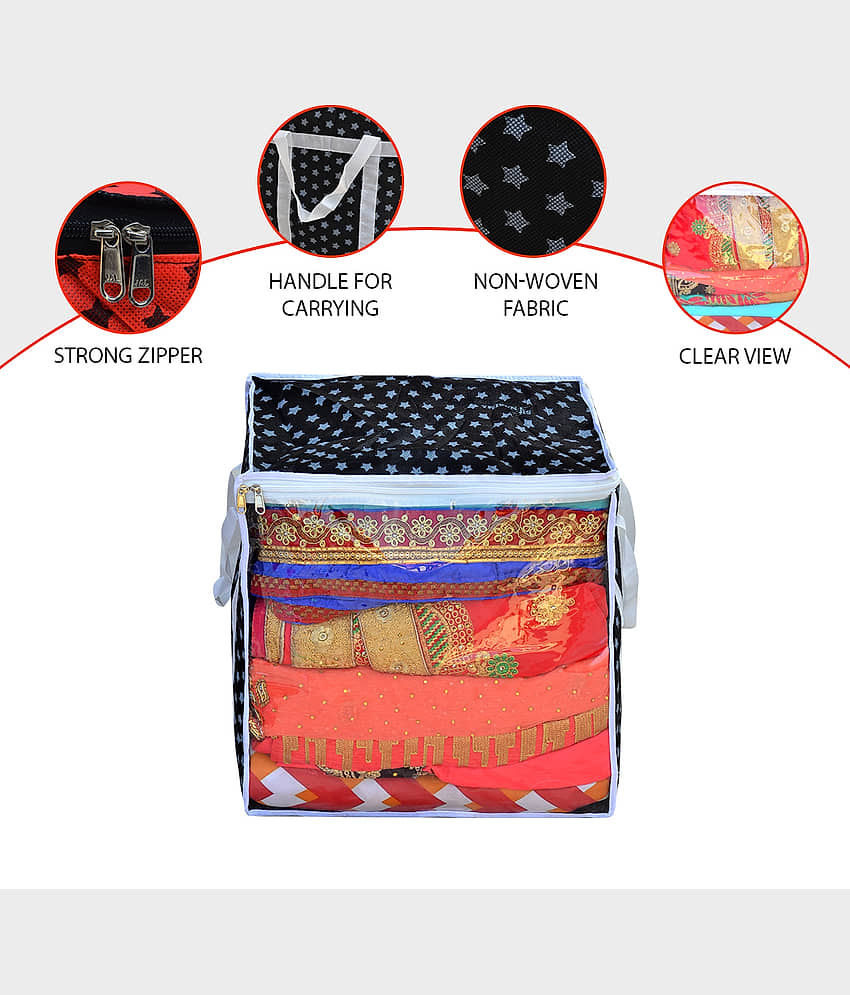 Sh Nasima L Saree Cover / sari organizer with handles and transparent front ( 15*12*15 In),(Pack of 2) view 2