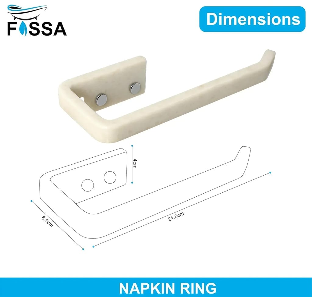 Ivory Napkin Ring & Towel Holder Unbreakable Abs Ceramic Finish (RM-136) view 2