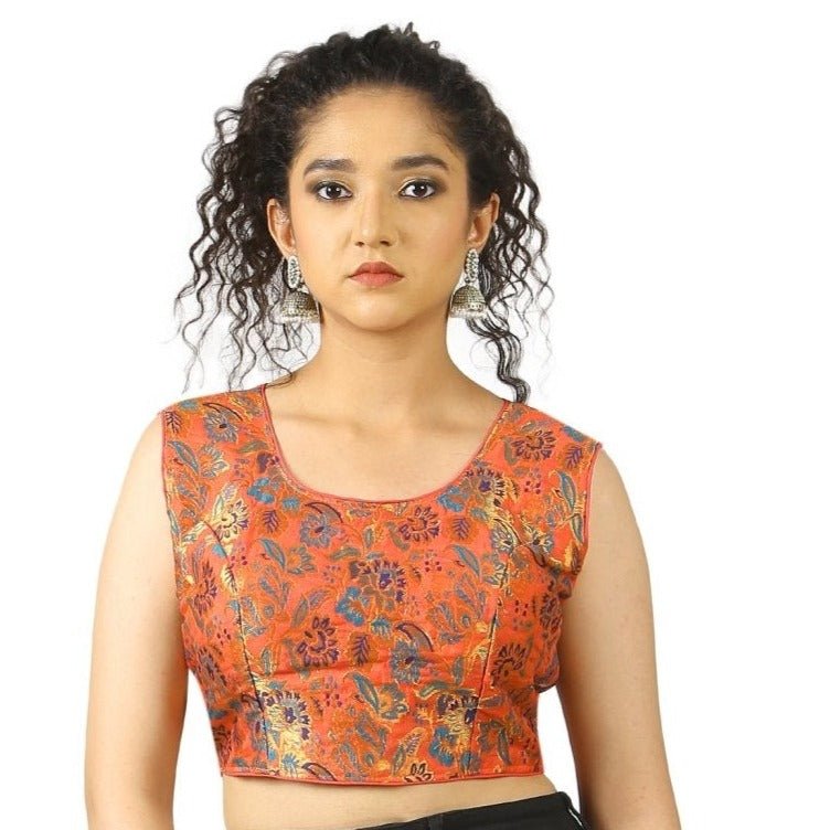 TheHangr Red Brocade Flower Print Blouse - 32 view 2
