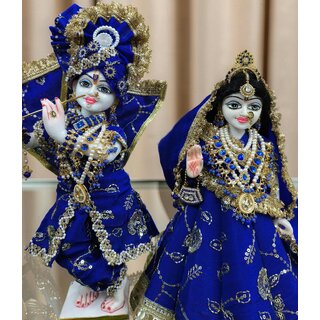 Royal Blue Radha Krishna Dress Set | Elegant Yugal Jodi Poshak view 2