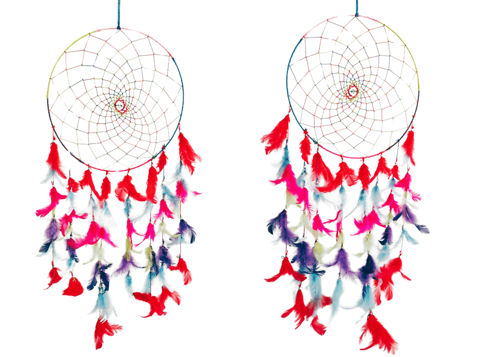 Colorful feathers - Dream Catcher Traditional Indian Dreamcatchers Wall Art For Bedrooms, Home Wall, Hanging Design. Size 12" view 2
