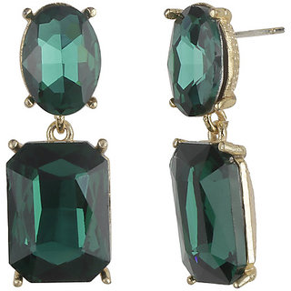 Drop Recto Crystal Stud Earrings for Girls Alloy Material Made in India Earrings for Women's Fashion Jewellery for Party view 2
