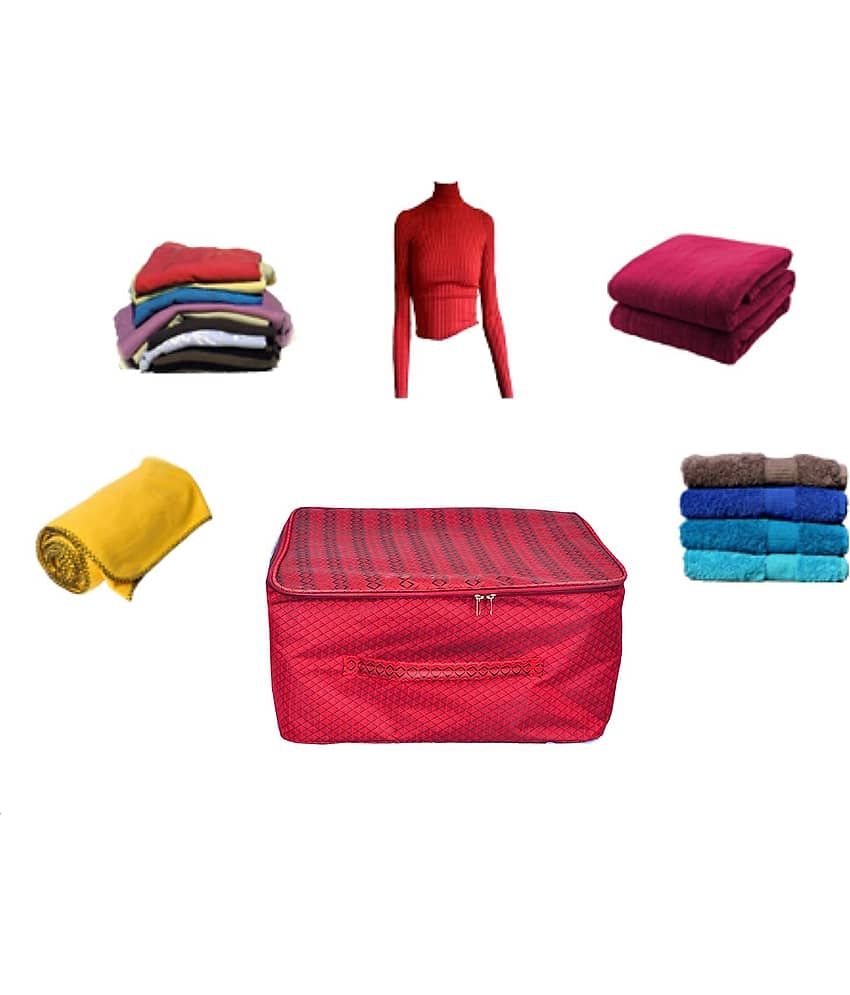 Nylon Wardrobe Bag Underbed Moisture Proof Cloth Storage Organiser with Zippered Closure & Handle SET OF 04 view 2