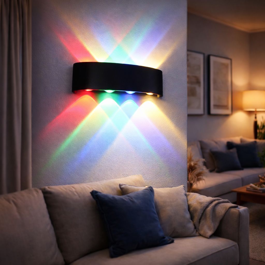 SPARKWORLD Multi-Color LED Wall Light Decorative Rainbow Glow Lamp for Bedroom, Living Room, Party & Caf Ambience | Size: 11X6 cm | Colour: Multicolor view 2