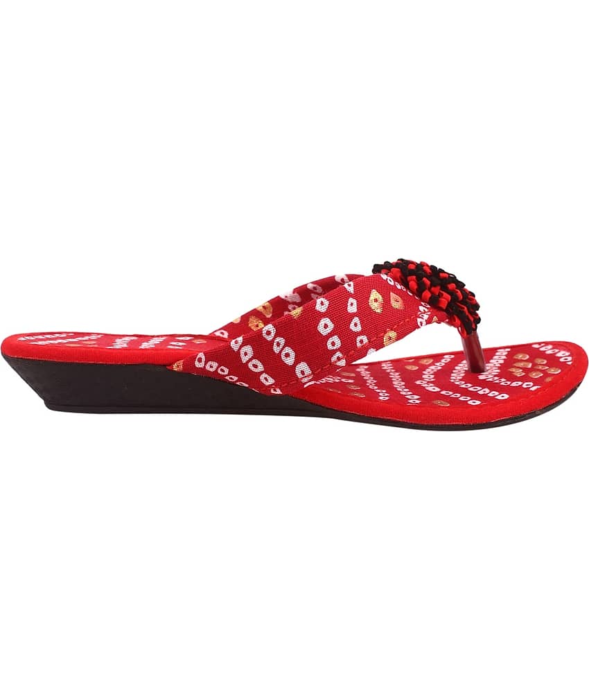 Apratim - Red Women's Kolhapuris view 2