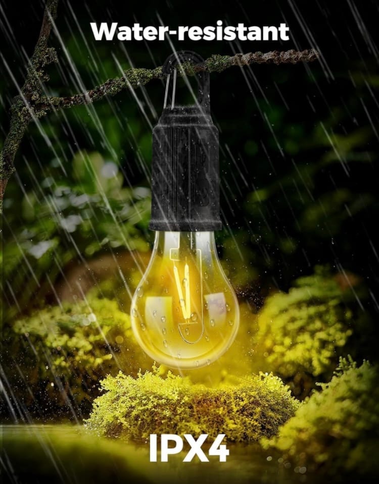 BARBAR KHARIDO Rechargeable LED Light Clip Bulb Light Tent Lamp Yard Camping Outdoor Indoor Night Lamp Warm White Colour (7 cm, CLEAR) Pack Of 2 view 2