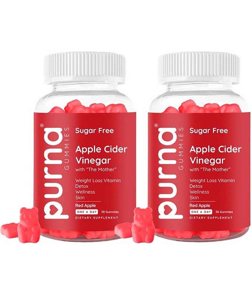 Purna Gummies Apple Cider Vinegar Sugar Free Gummies for Adults & Kids Weigh Loss Better Digestion