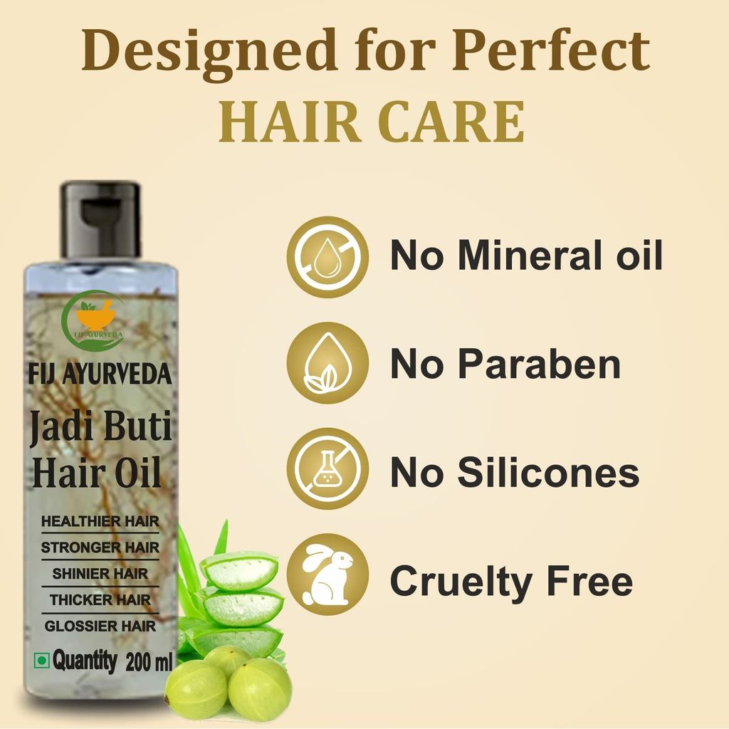 FIJ AYURVEDA Jadi Buti Hair Oil | Jadibuti | Helps in Hair Fall Control and Hair Growth with Natural Herb for Men & Women � 200Ml view 2