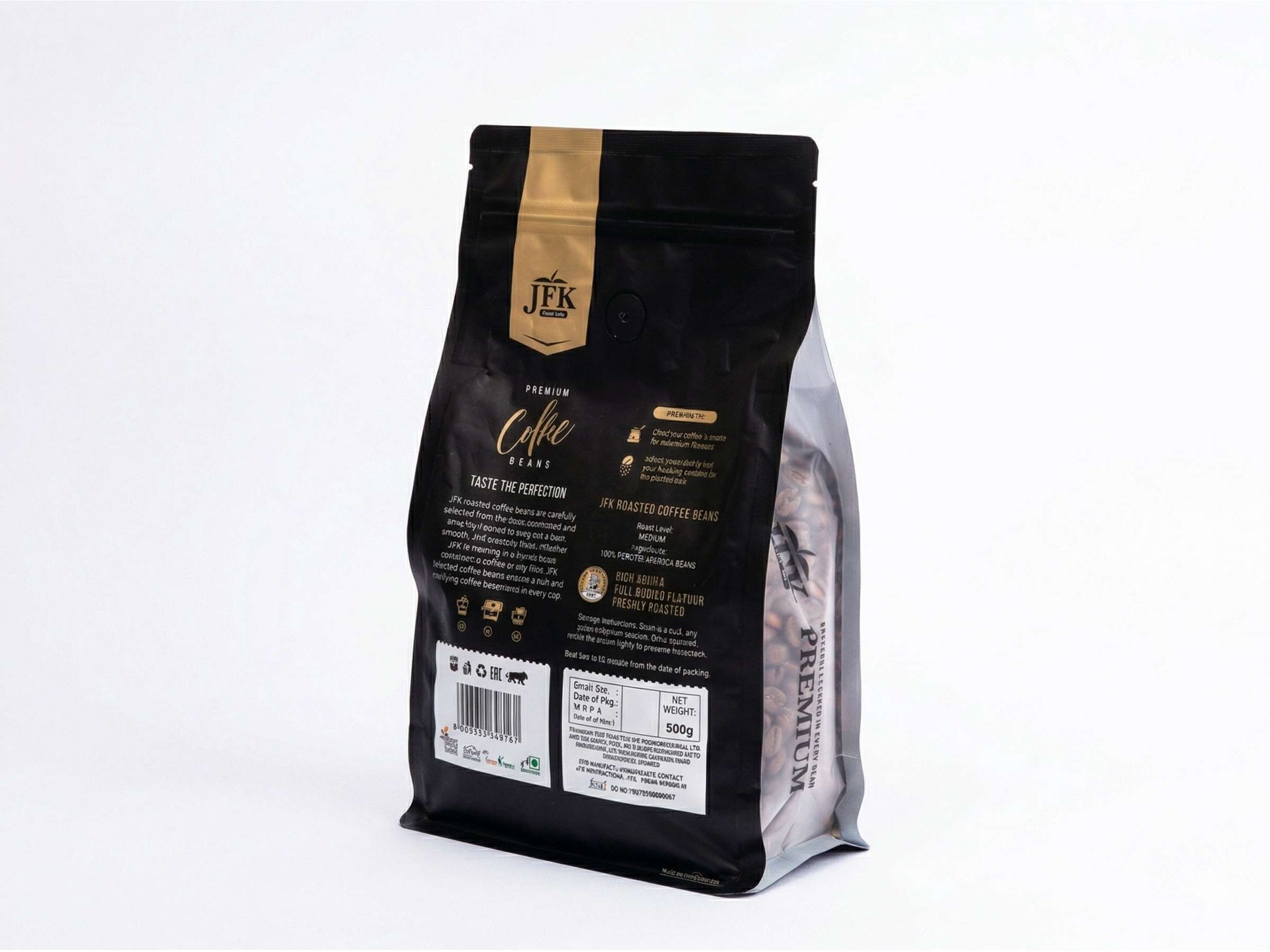 JFK Premium Roasted Coffee Beans- 100% Arabica, 500g view 2