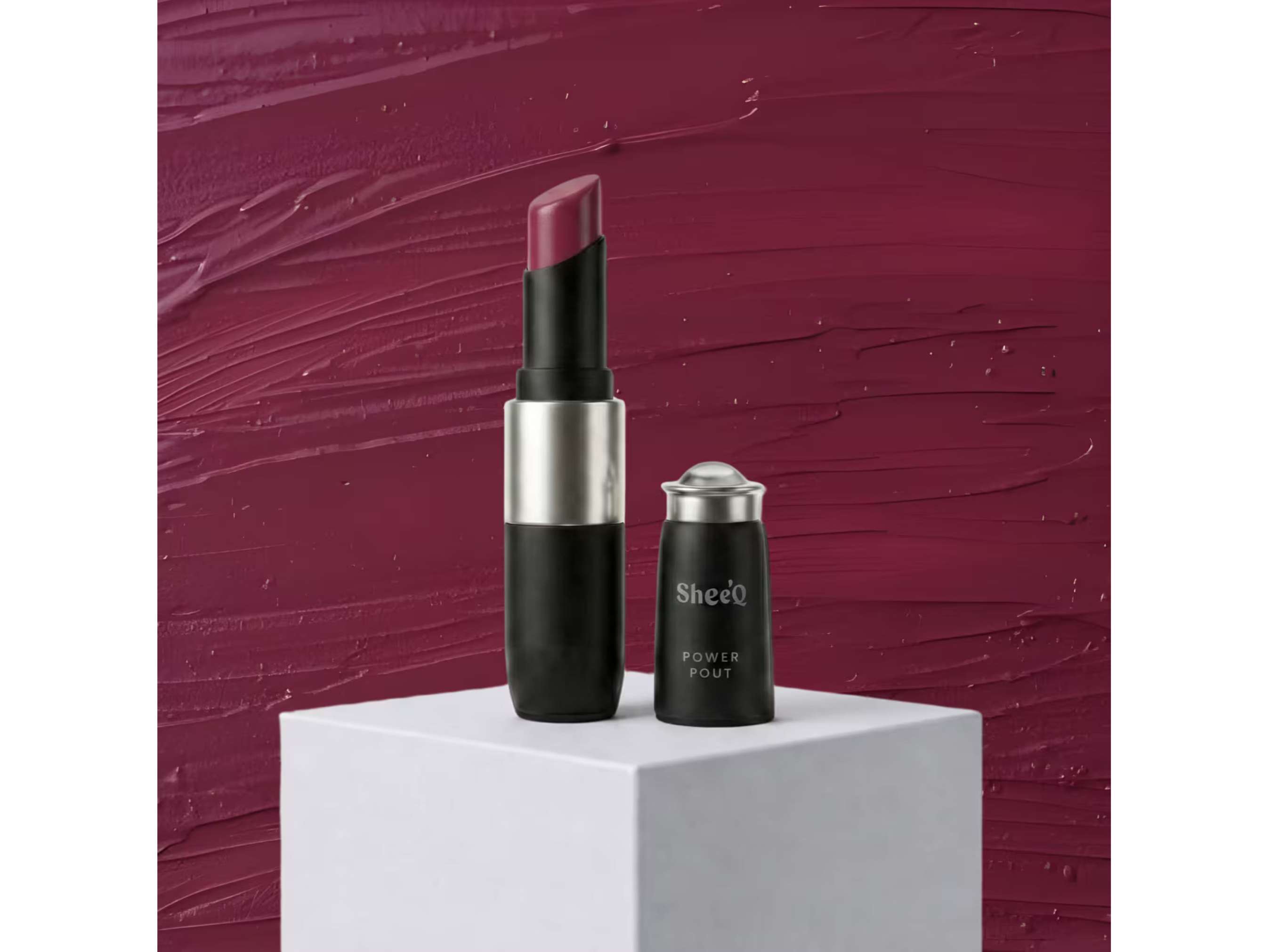 Sheeq Power Pout - Creamy Matte Bullet Lipstick - Rich Cabernet - 12