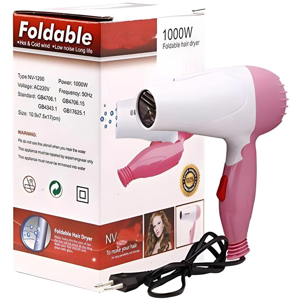 Latest Stylish Original Series Professional Fordable Hair Dryer 1000W | Compact Travel Hair Dryer for Women & Men | Hot Air & Cold Air Settings | Lightweight Portable New Design (Original Quality) view 2