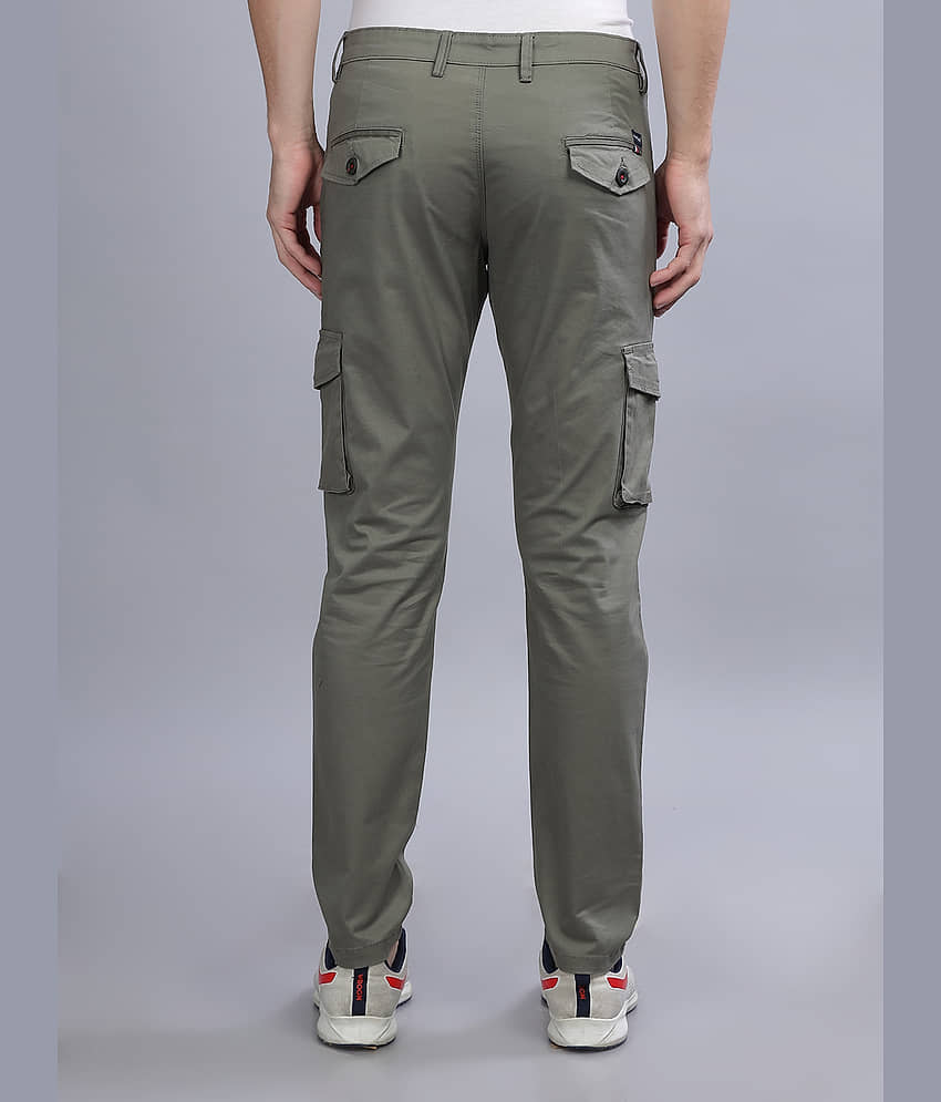 Paul Street Slim Flat Men's Cargos - Olive Green ( Pack of 1 ) view 2