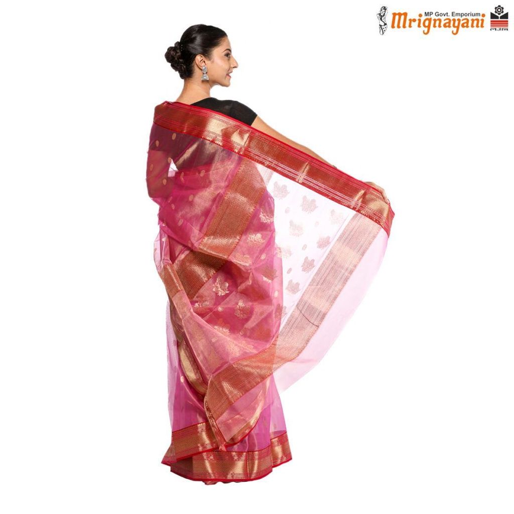 HANDLOOM CHANDERI SILK SAREE WITH BLOUSE (SKU - 1SC202200422, SAREE - 1007) view 2