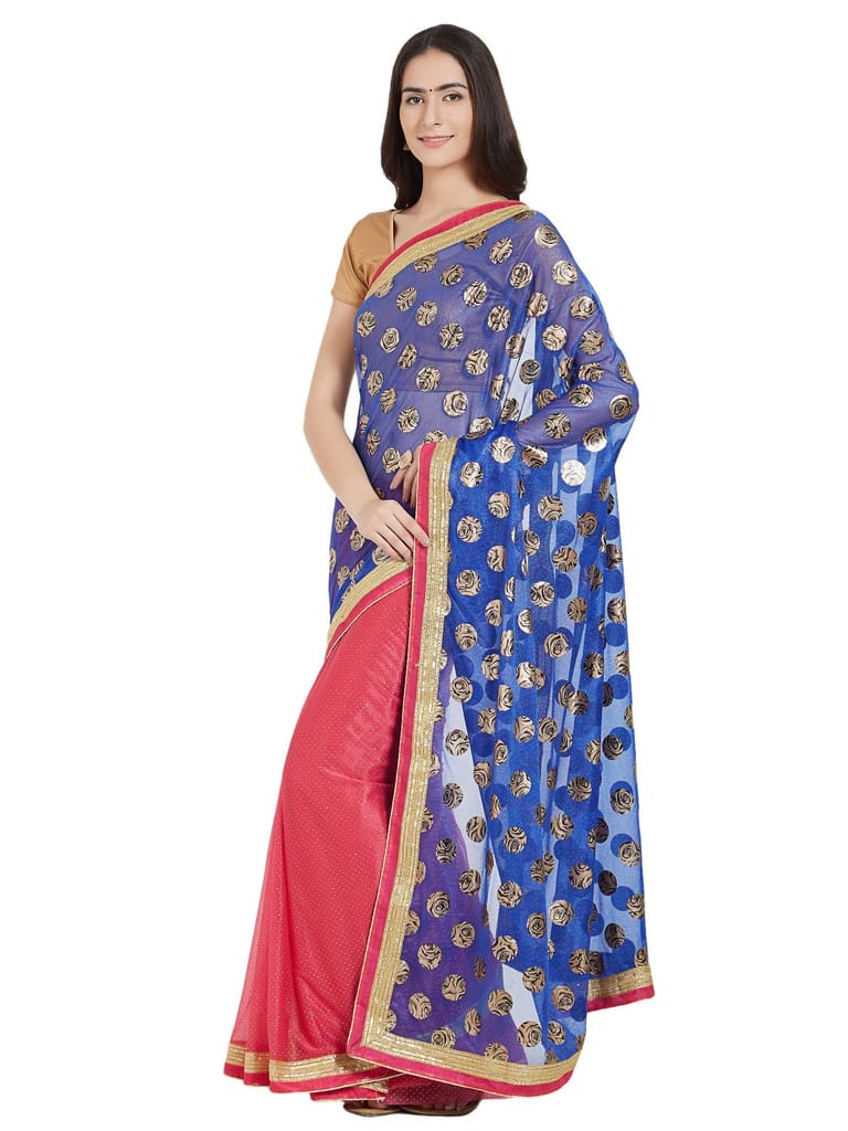 Florence net with Blouse Piece Saree view 2