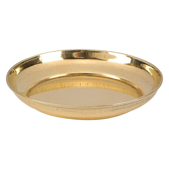 BulkySanta Brass Pooja Thali | Pital ki thali | Brass Pooja Plate Small (Size - 4") (Set of 2 Plates) view 2
