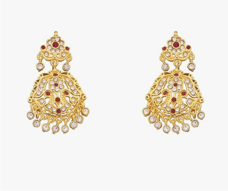 ARyee Antique Royal Rani haar gold plated american diamond kundan n pearls multistrand long adjustable bridal necklace earrings view 2