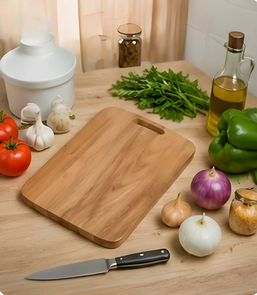 Premium Wooden Cutting Board with Handle | Multipurpose Chopping Board for Vegetables, Fruits, Meat, Bread & Kitchen Food Preparation | Durable Kitchen Cutting Board (Original) view 2