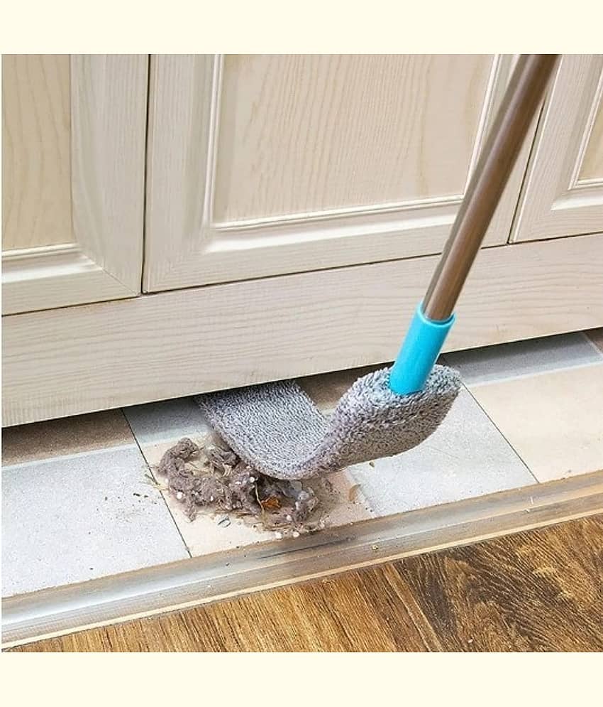 (Pack of 1) Theos Multicolour Gap Dust Cleaner Microfiber Duster for Bed Sofa High Ceilings Under Appliance Couch Fridge Furniture Cleaning Washable & Retractable Brush Stainless Steel Extension Long Handle Pole view 2