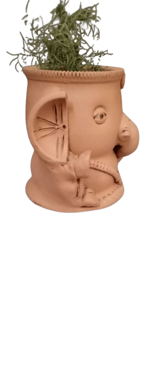 Handmade Clay Diya with Ganesha view 2