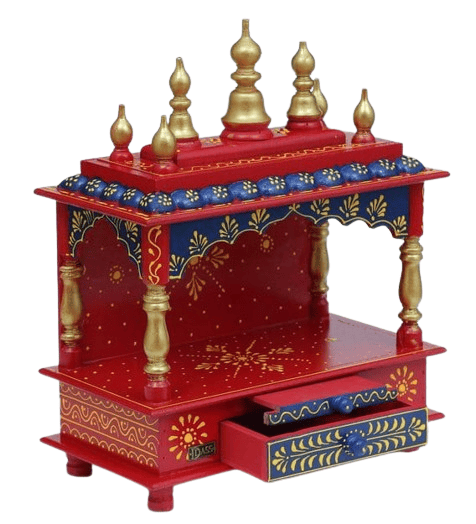 Creative Handicraft 45 Home Temple, Wooden Temple, Pooja Mandir for Home (15x8x18 inches - Red Blue Multicolor) view 2