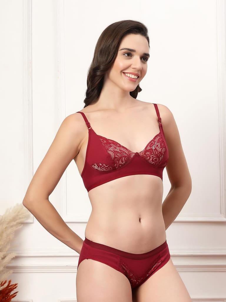 ADORNSTAR Branded Women's Comfort Non-Padded Bra Panty Lingerie Set for Women | Non Padded | Designer Honeymoon Hot Sexy Wedding Set view 2