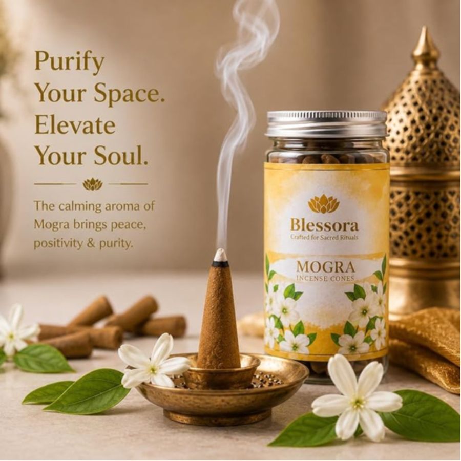 Dhoop Cones for Home – Premium Masala Incense Cones with Long Lasting Fragrance for Puja, Meditation & Yoga (35 Units (Mogra) view 2