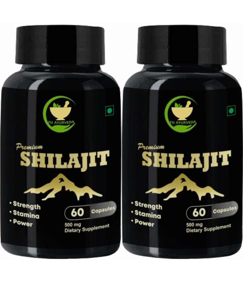 FIJ AYURVEDA Premium Shilajit Extract Capsule Supports Strength & Stamina - 500mg 60 Capsules (Pack of 2)