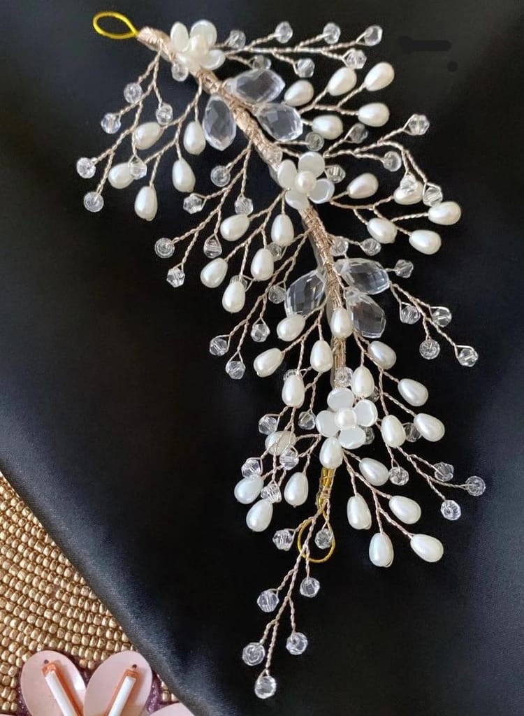 Pearl and crystal Hair Brooch view 2