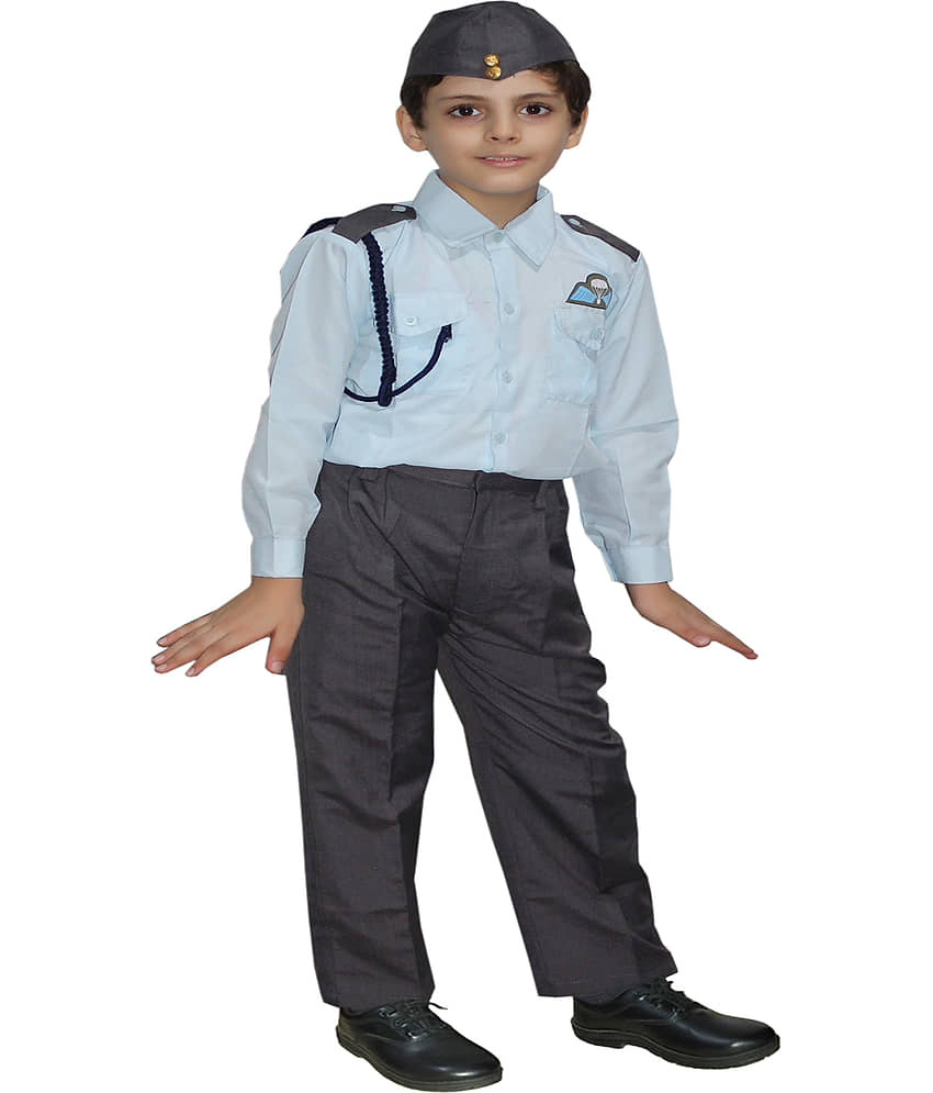 Kaku Fancy Dresses Our Community Helper Pilot Costume -Sky Blue & Grey, 3-4 Years, For Boys & Girls view 2