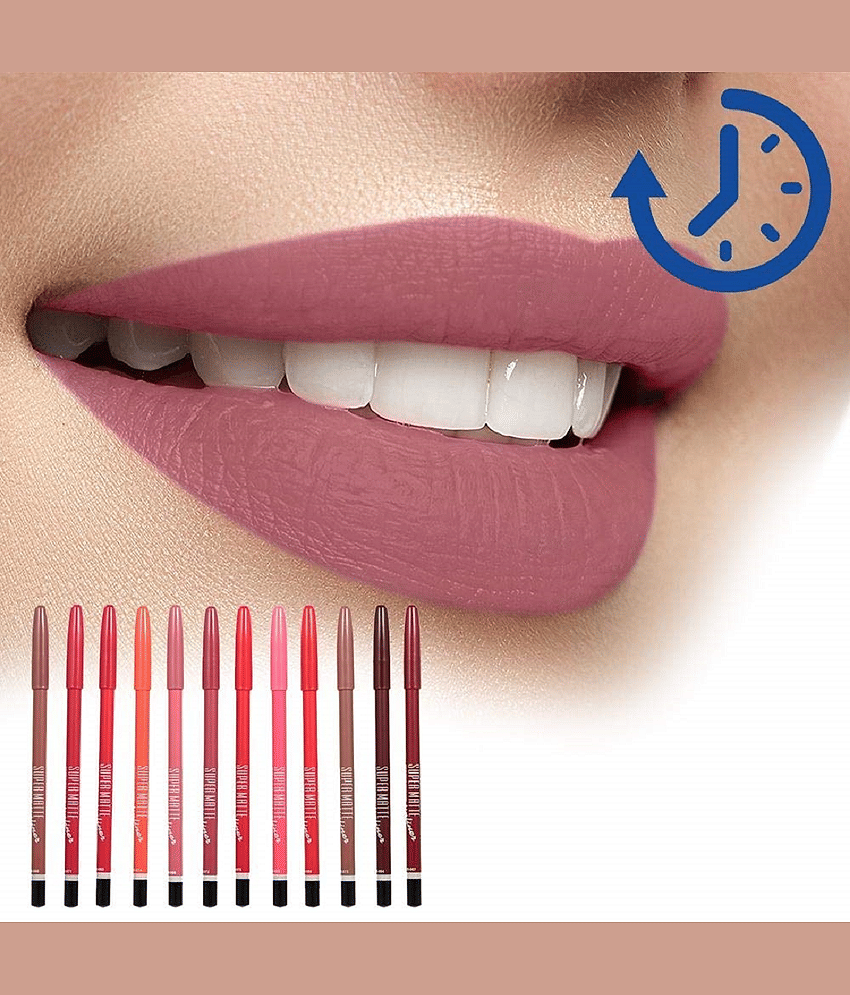 Super Matte Lipliner Set, Multicolor,Pack of 12 view 2