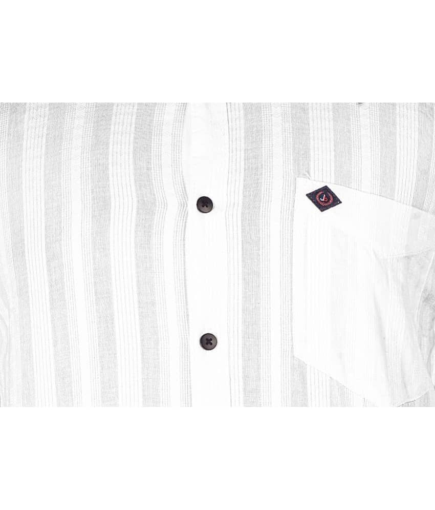 JB JUST BLACK 100% Cotton Slim Fit Striped Rollup Sleeves Men's Casual Shirt - White ( Pack of 1 ) view 2