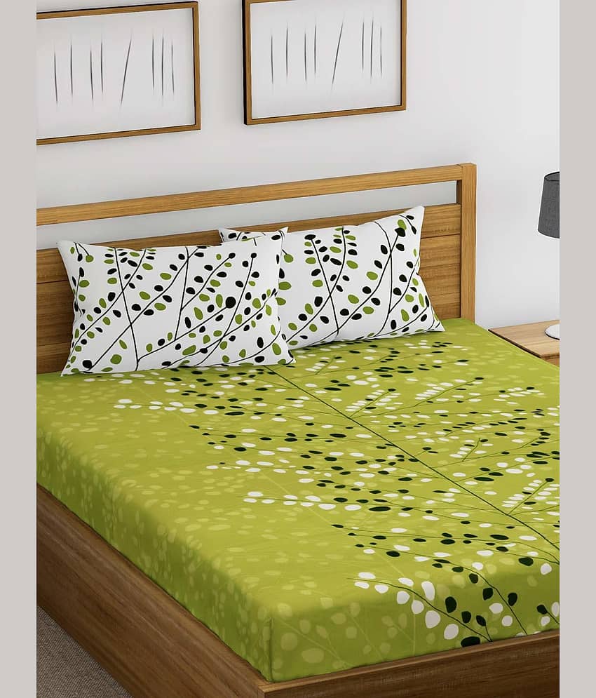 PETROSOLY Cotton 1 Double Bedsheet with 2 Pillow Covers ( Green ) view 2