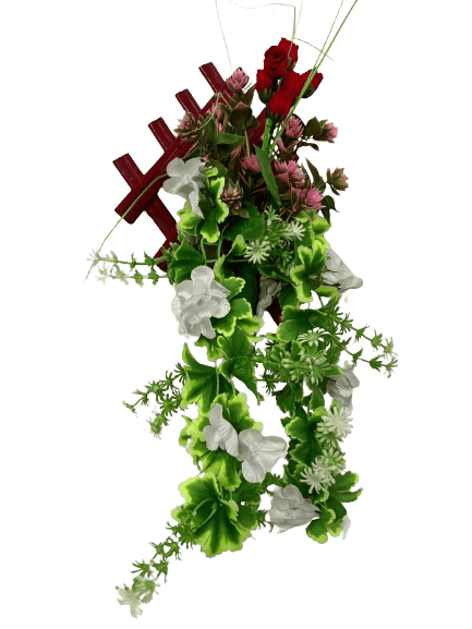 ASOMI BAMBOO FLOWER HANGING VASE WITH BUNCH OF ARTIFICIAL FLOWERS view 2