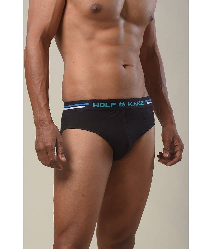 WOLFKANE Pack of 1 Cotton Blend Briefs For Men's ( Black ) view 2
