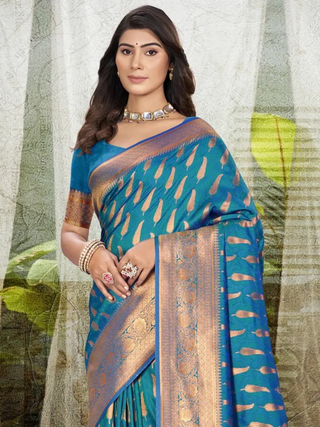 Sky Blue Silk Saree view 2