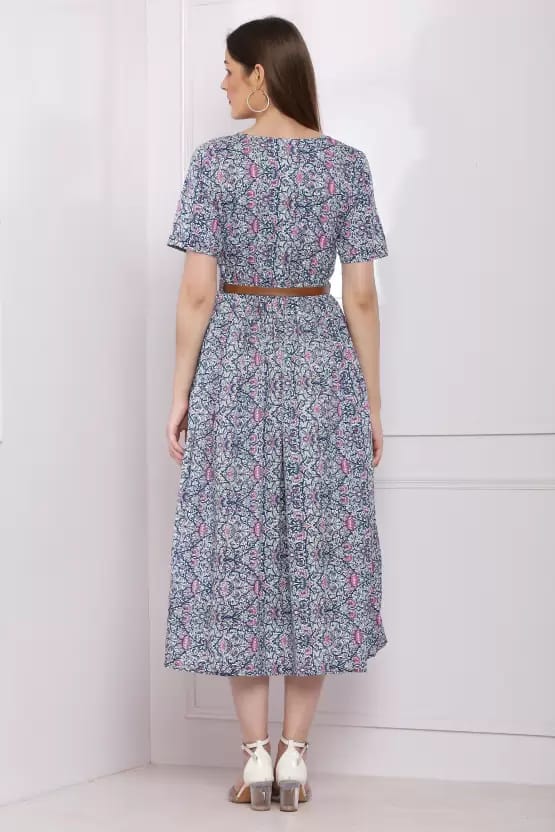 ZESHE MESHE Women A-line Multicolor Dress view 2