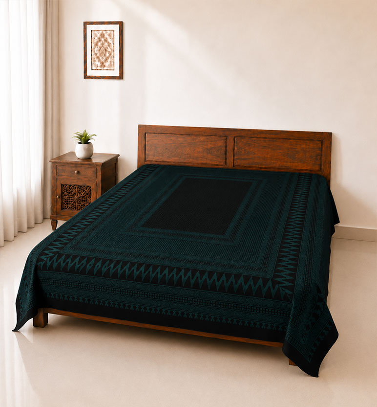 Hand Block Printed Bagh Cotton Double Bedsheet view 2