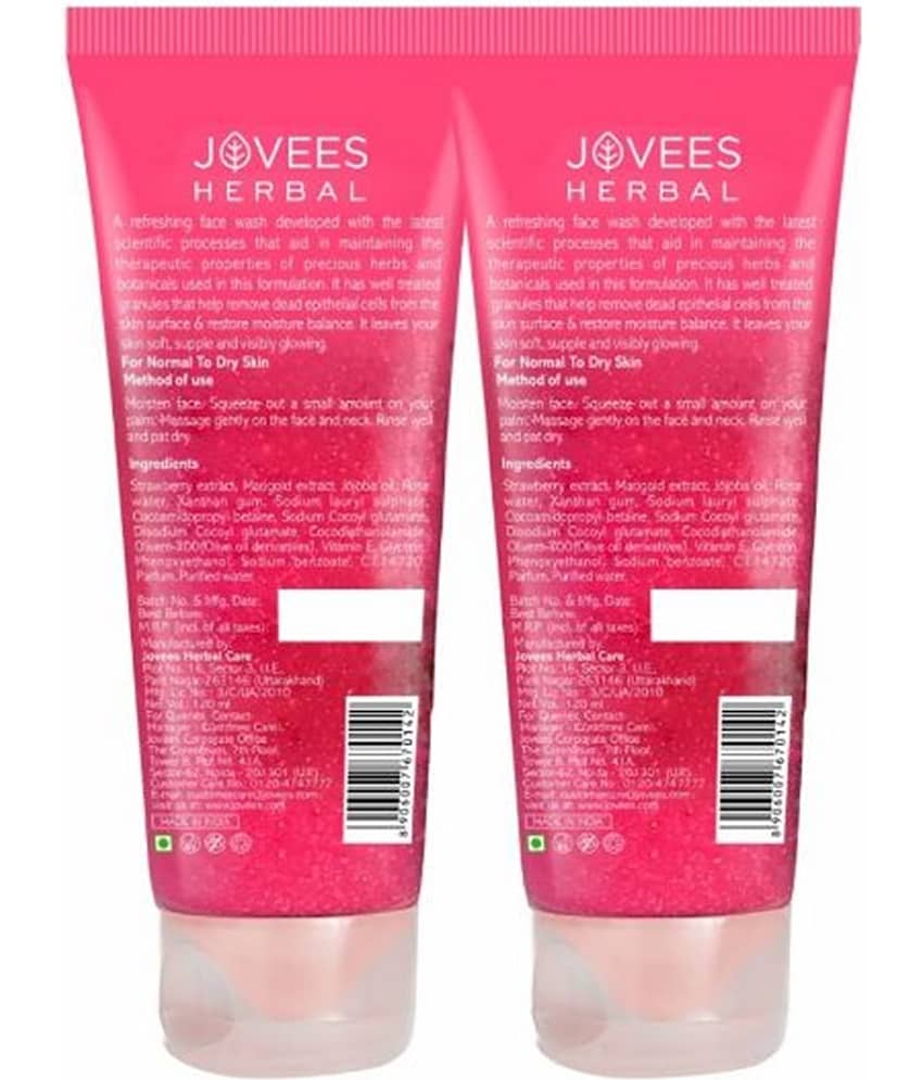 Jovees Herbal Strawberry Face Wash For Normal to Dry Skin For Glowing & Hydrating 120ml (Pack of 2) view 2