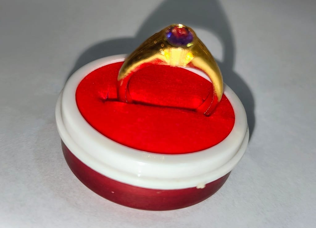 Gold plated Ring with Oval Amethyst Stone view 2