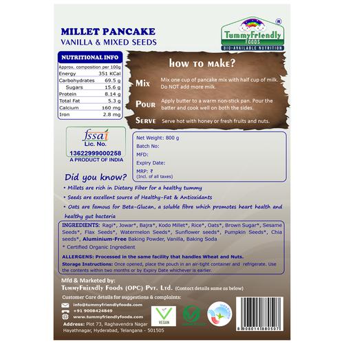 TummyFriendly Foods Aluminium-Free Millet Pancake Mix - Vanilla Mixed Seeds, 800 gm view 2